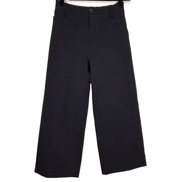 Maeve Anthropologie Colette Wide Leg Crop Pants Women’s 29 Black Minimalist READ - Picture 1 of 9
